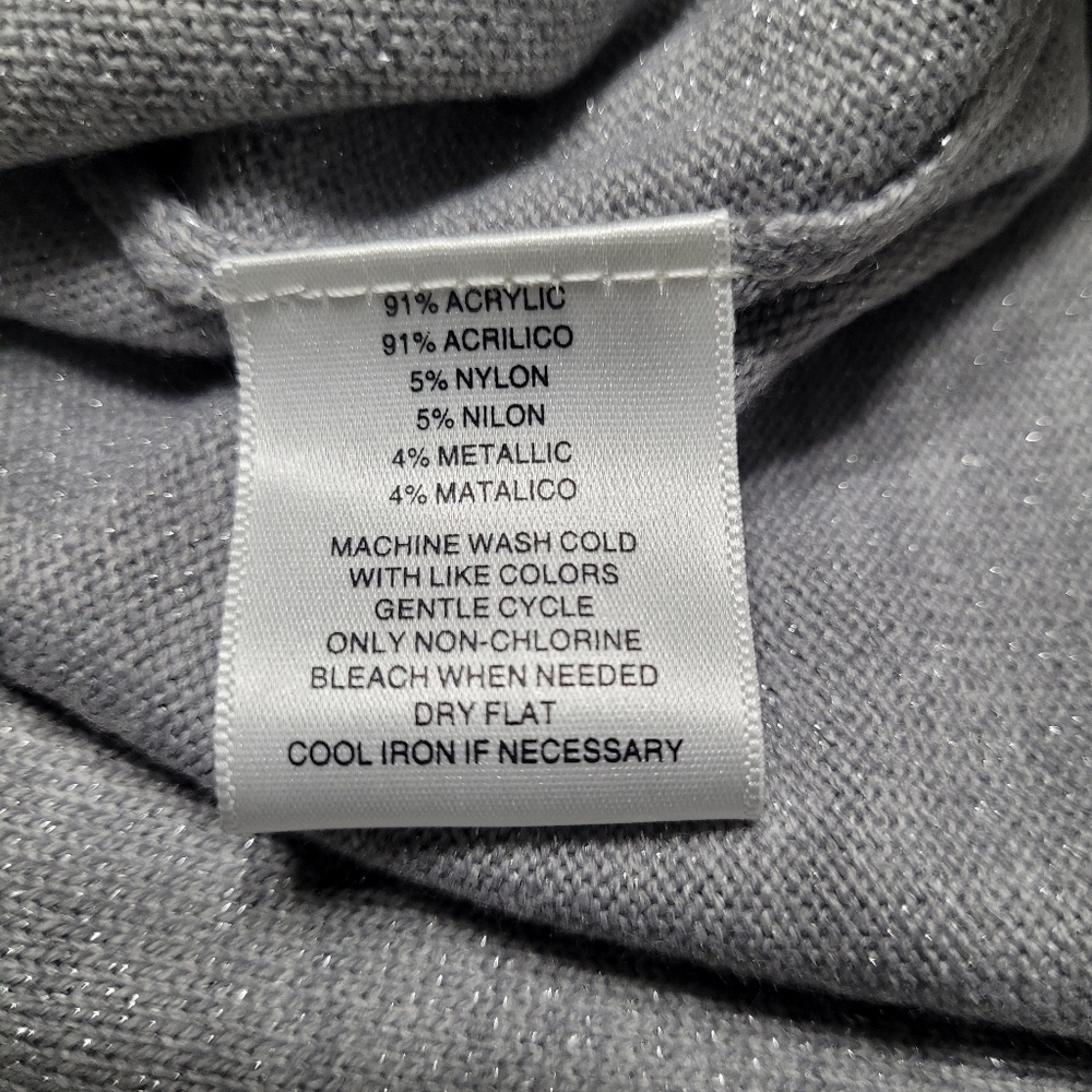 Sag Harbor Grey Sparkly Silver Metallic 2 Button Sweater Size‎ XL - Picture 5 of 8